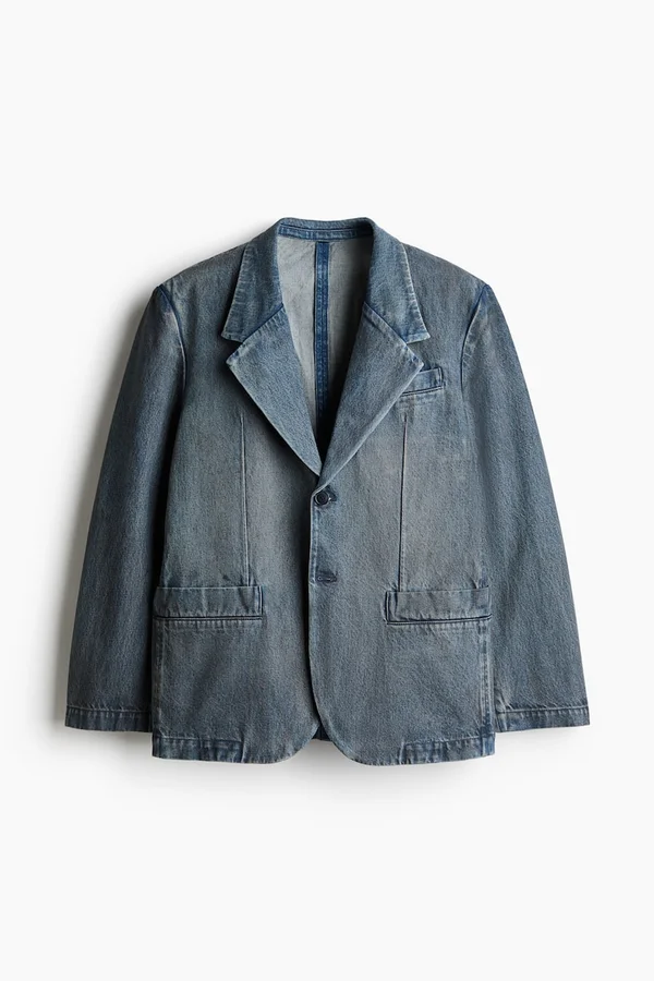 Loose-Fit Denim Blazer - Denim blue - Men