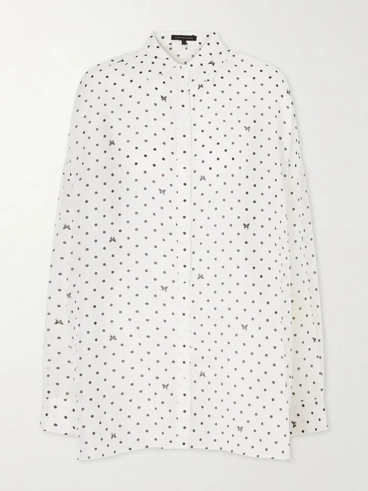 Kiki polka-dot cotton and silk-blend shirt