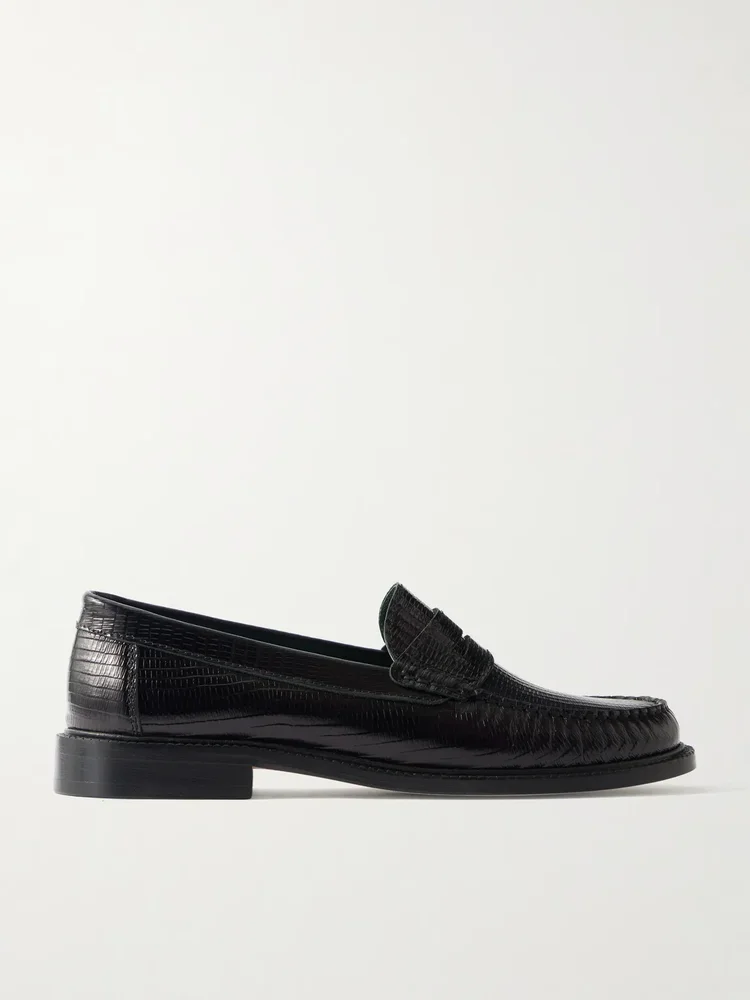 Yardee Lizard-Effect Leather Penny Loafers