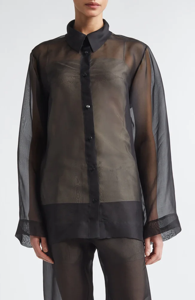 Lisse Classic Silk Organza Button-Up Shirt