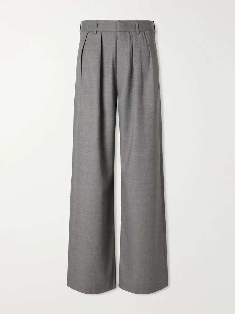 Ines pleated virgin wool-twill wide-leg pants
