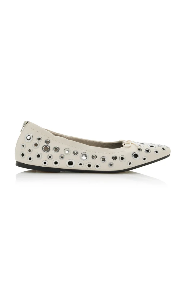 Amy Eyelet-Embellished Leather Ballet Flats