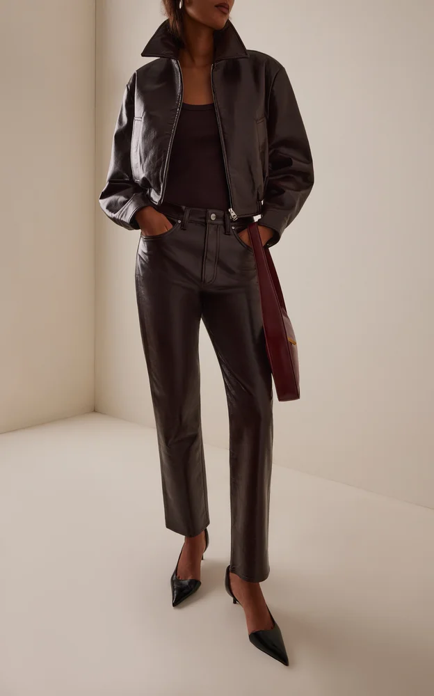 Nahla Cropped Leather-Blend Jacket