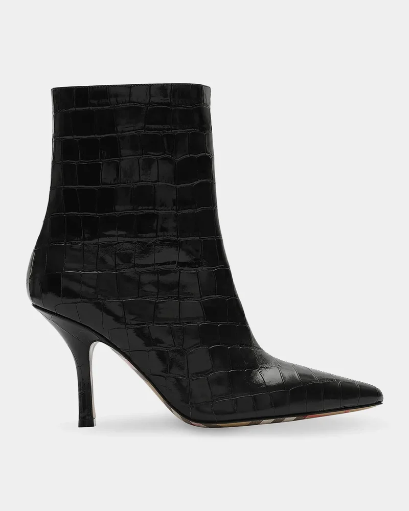 Dame 90MM Crocodile-Embossed-Leather Ankle Boots