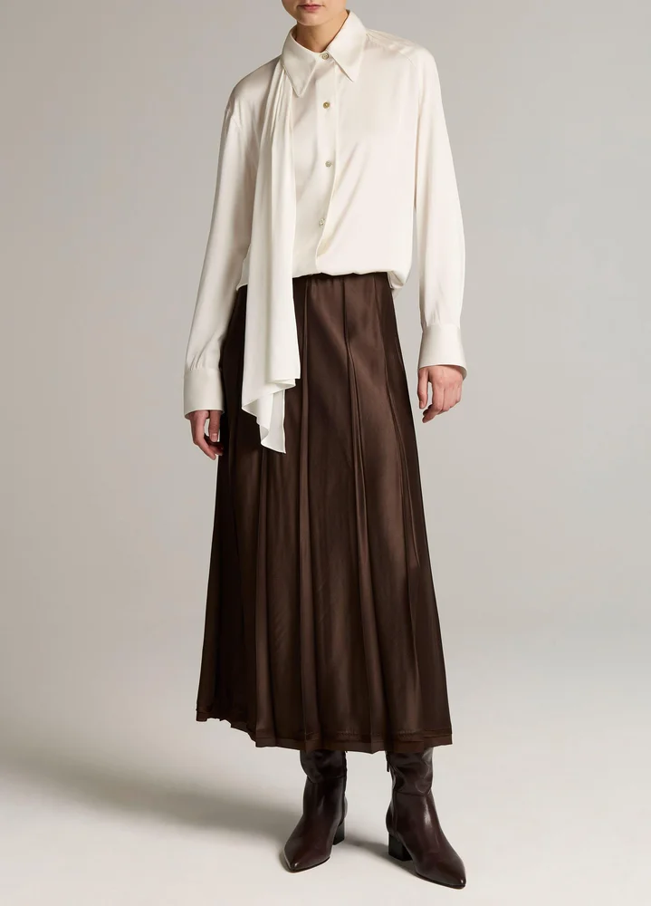 Raw-Edge Satin Skirt