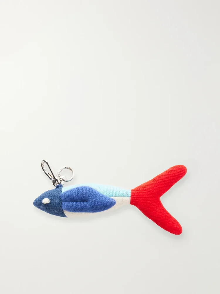 Fish patchwork knitted cashmere keychain