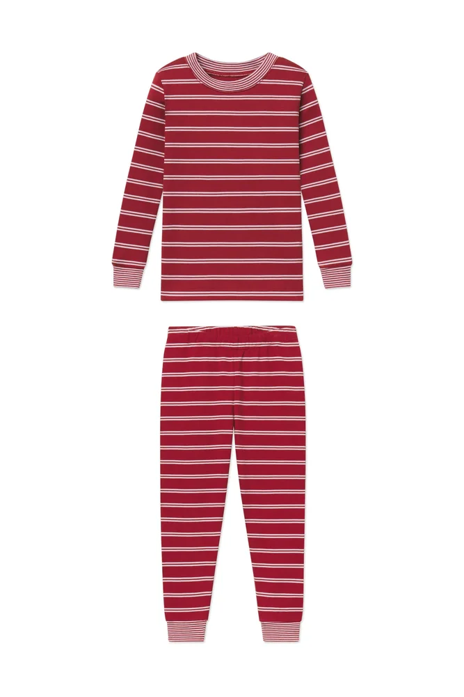 Kids Long-Long Set in Garnet Tidal Stripe