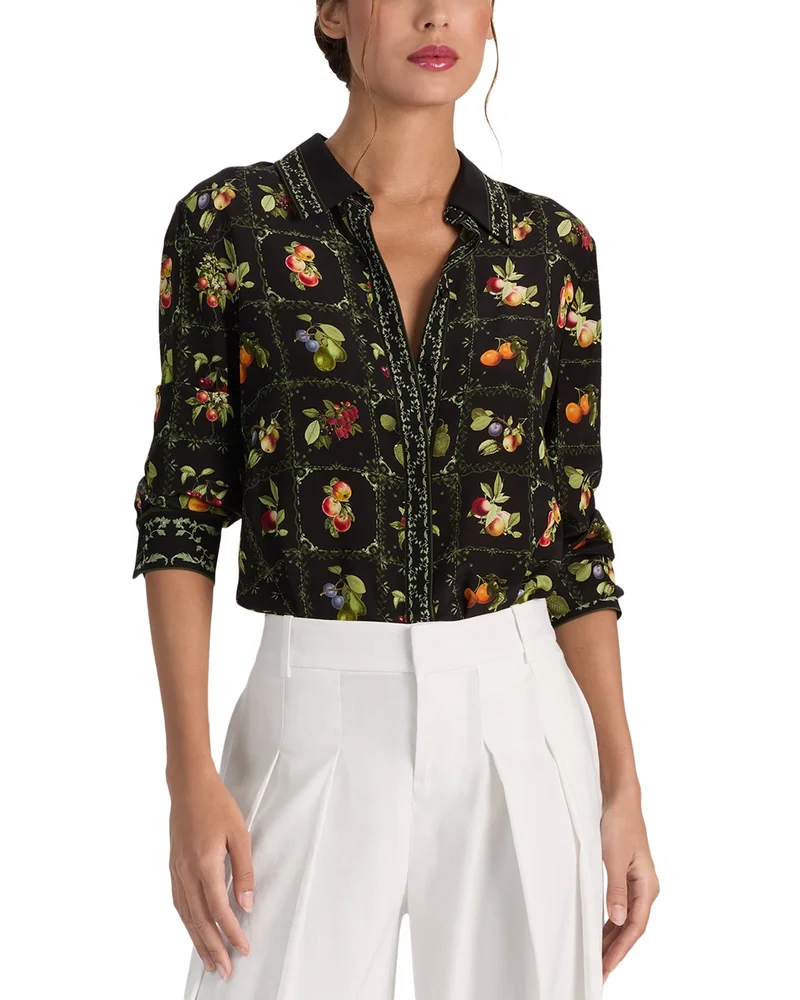 Willa Printed Collared Silk Top