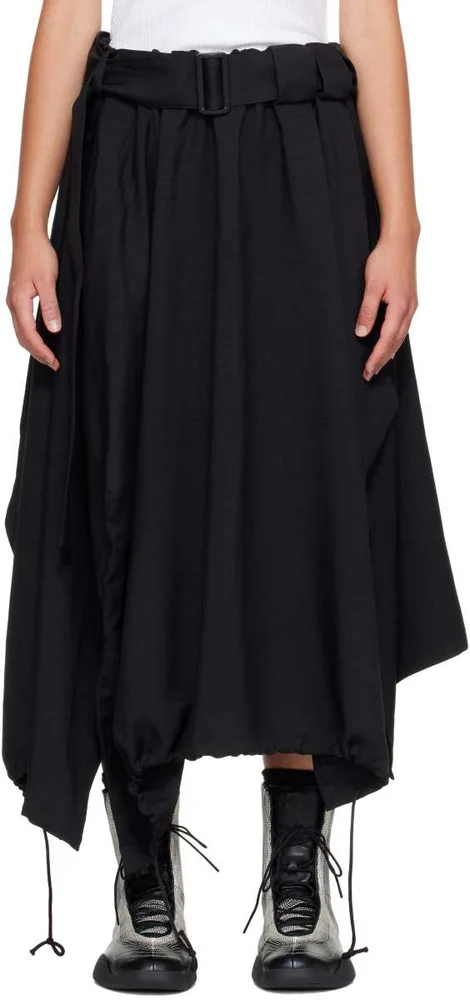 Black Sport Uniform Adaptive Length Midi Skirt