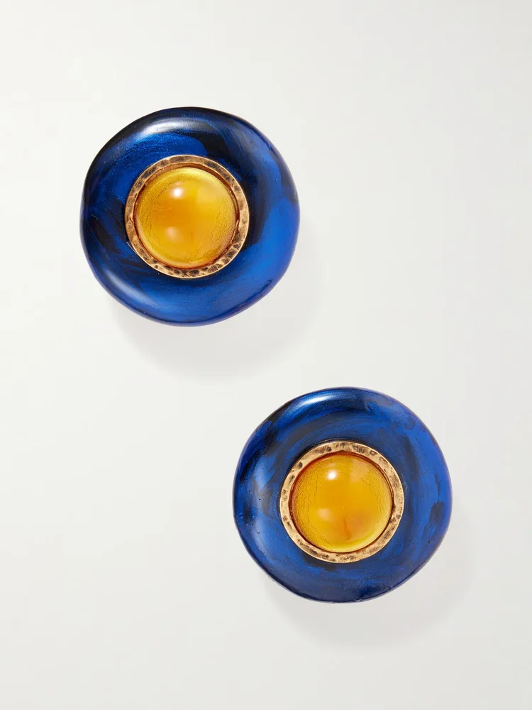 Gold-tone resin earrings