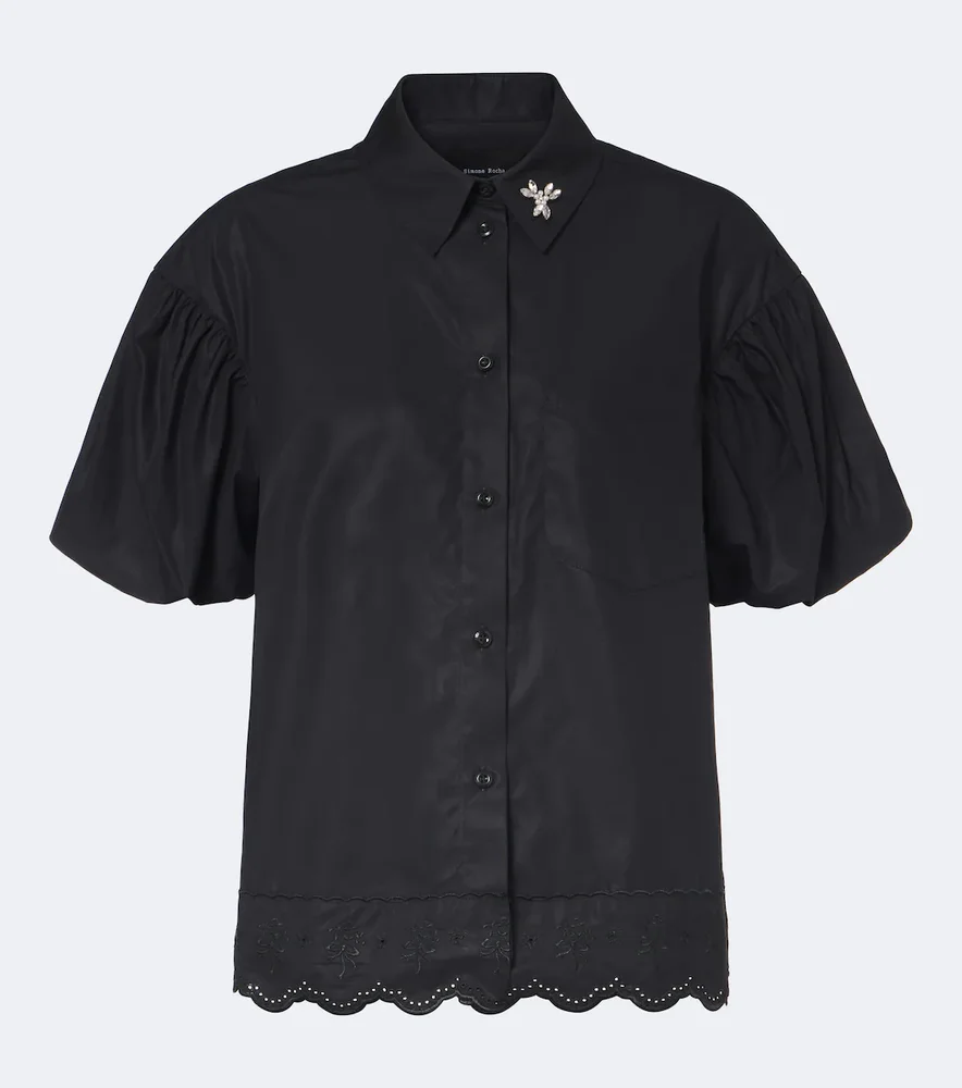 Embellished cotton poplin shirt