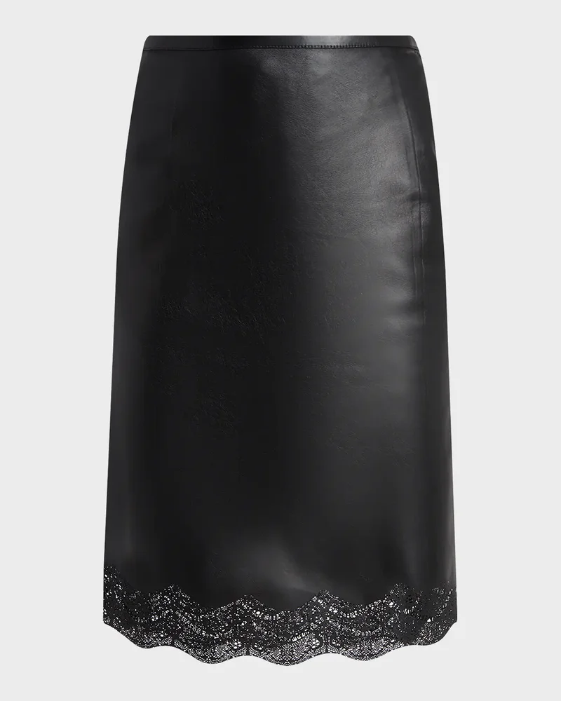 Lace Laser-Cut Leather Skirt