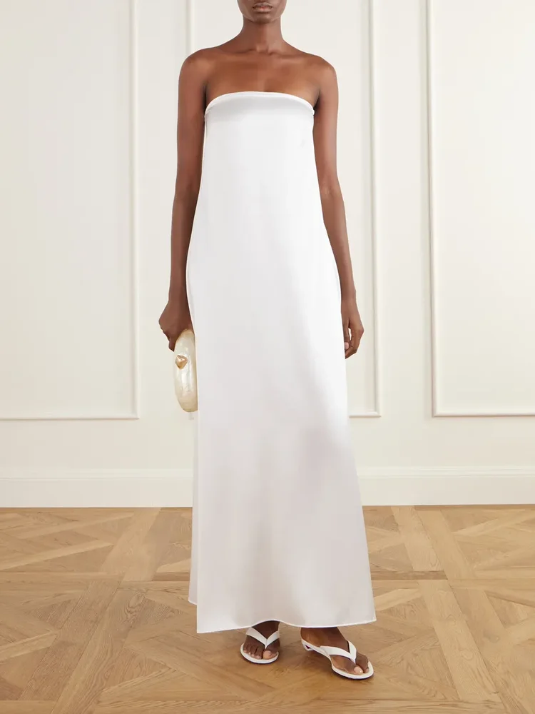 Edith strapless silk-satin maxi dress