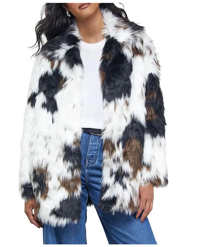 Premium Funnel Neck Mono Faux Fur Coat