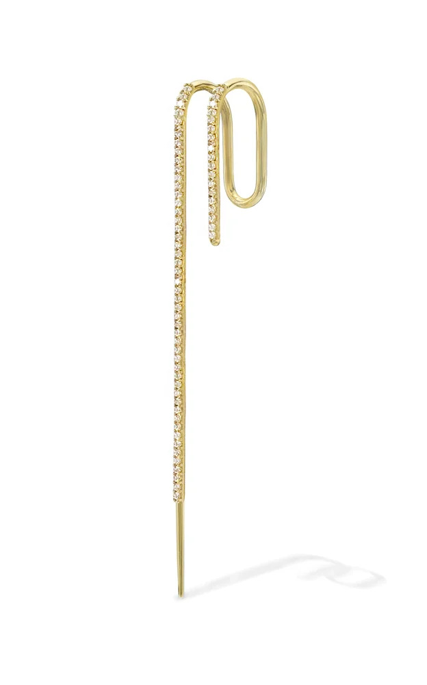 Mono Pavé 18K Yellow Gold Diamond Pin Single Earring