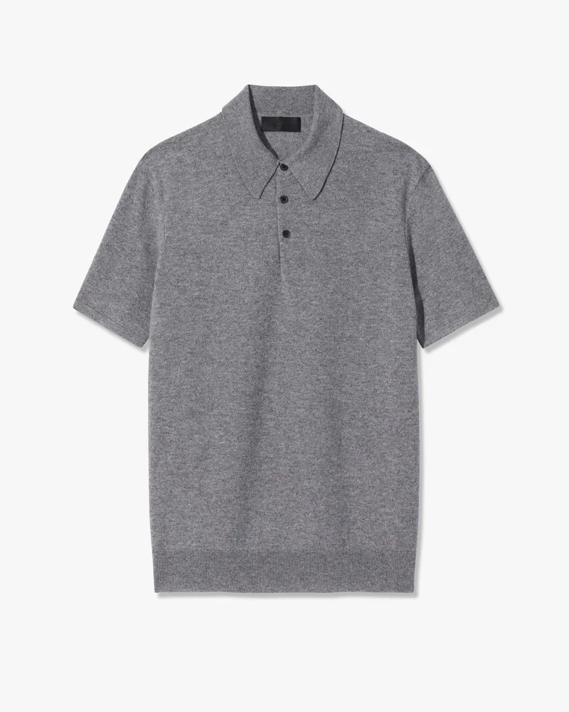 Myles Cashmere Polo in Medium Grey Melange