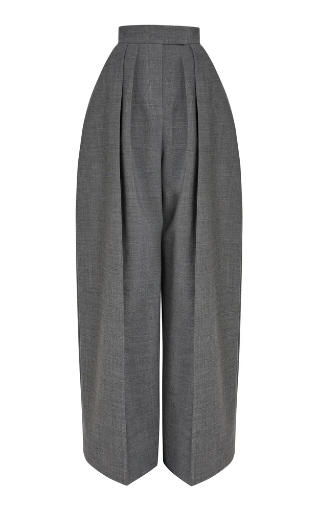 Rounded Wool-Blend Wide-Leg Pants