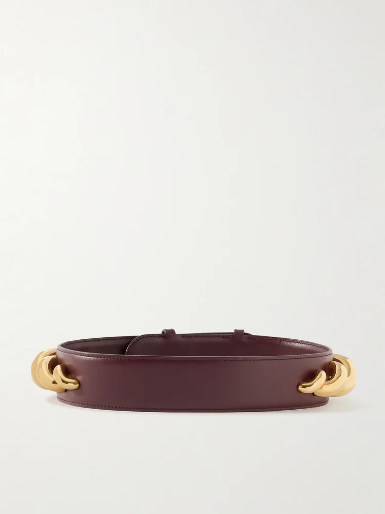 embellished leather waist belt