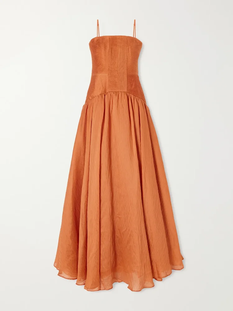 contour gathered lyocell blend maxi dress