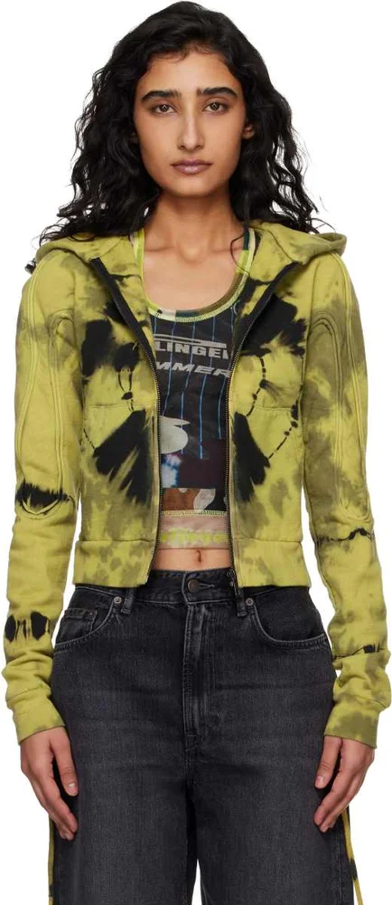 Yellow Sutured Zip Hoodie