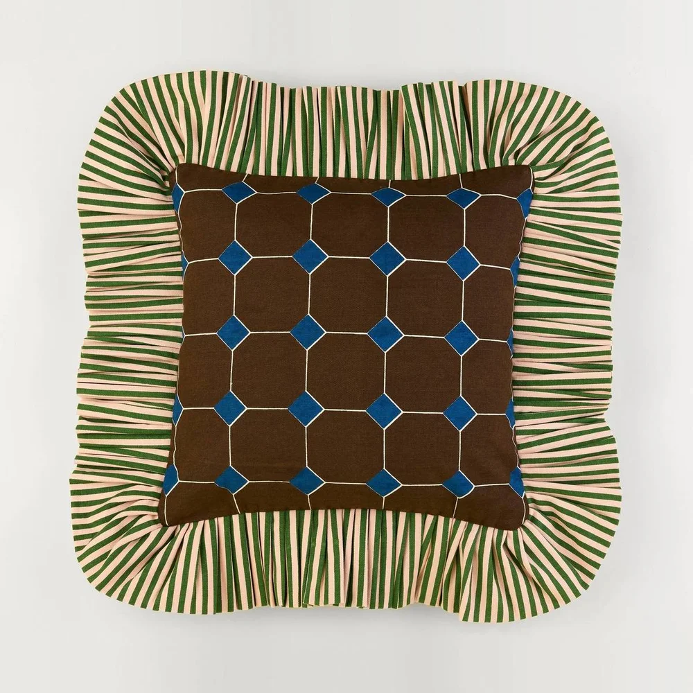 Jewel Stripe Ruffle Pillow
