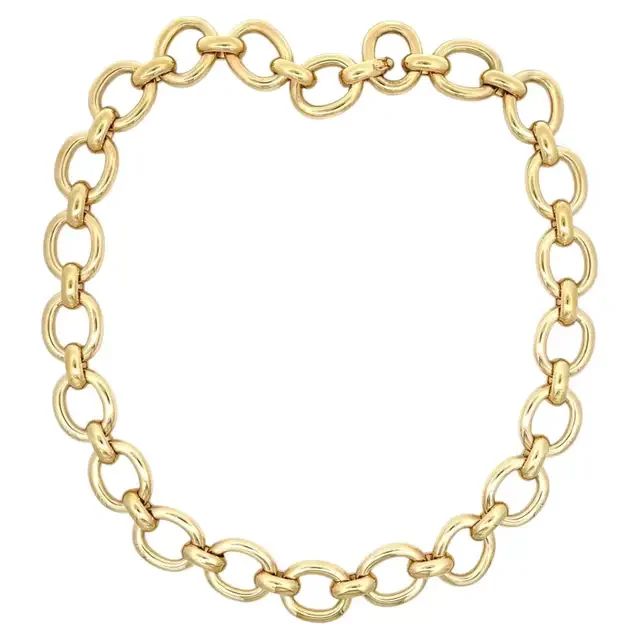 Cartier Baignoire 18k Yellow Gold Oval Link Necklace with Paper 17.5-inch