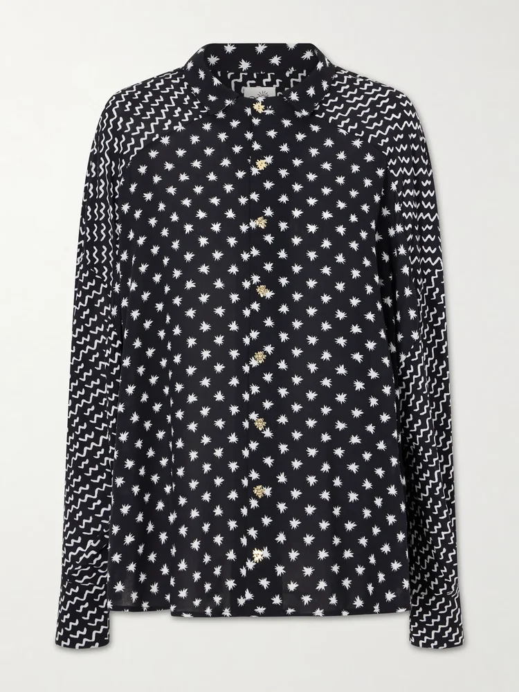 Estrellitas y Olas printed satin shirt