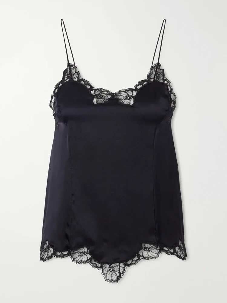 Amael lace-trimmed silk-satin cami