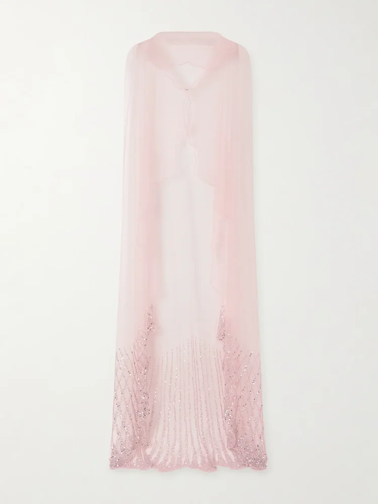 Moonray scalloped embellished tulle cape