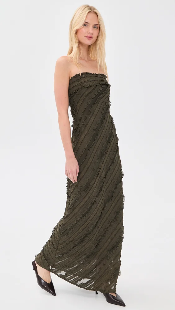 Strapless Ruffled Maxi Dress