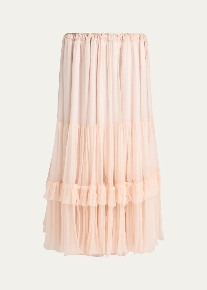Silk Tiered Maxi Skirt