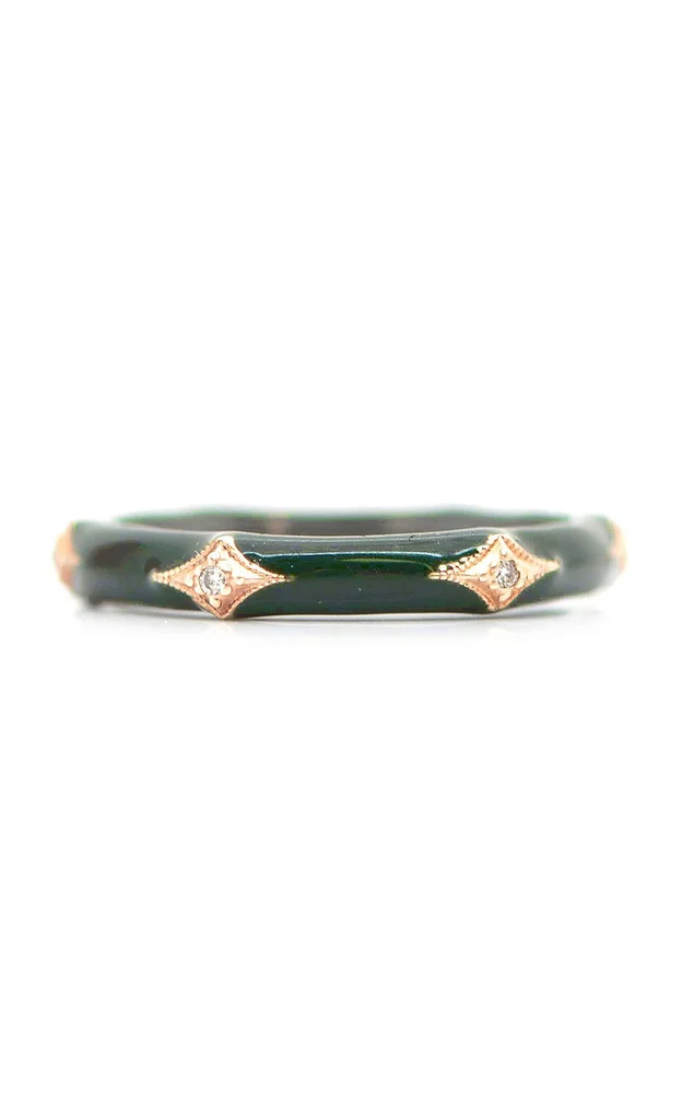 14K Rose Enamel Stack Band