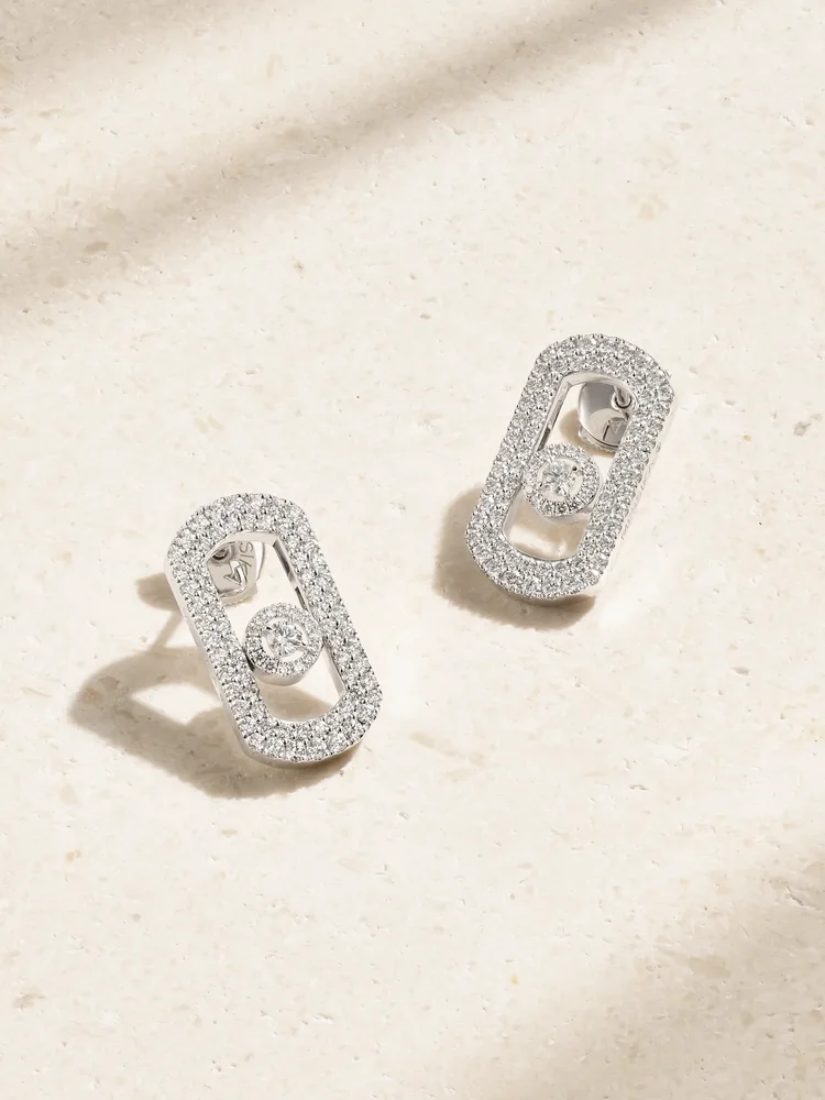 Move Citizen 18-karat white gold diamond earrings