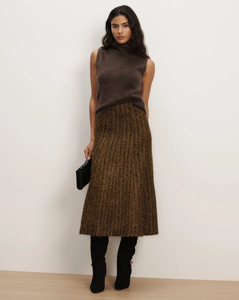 Esmeray Metallic Midi Skirt