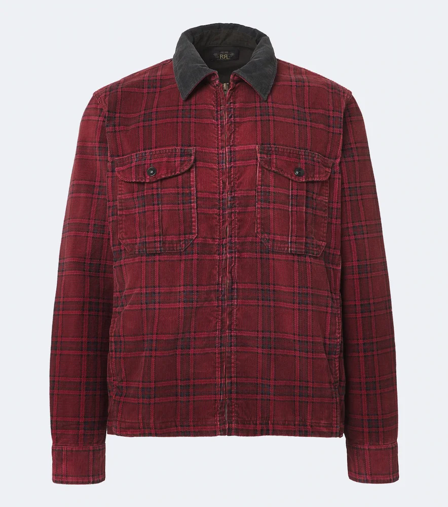 Plaid cotton corduroy overshirt