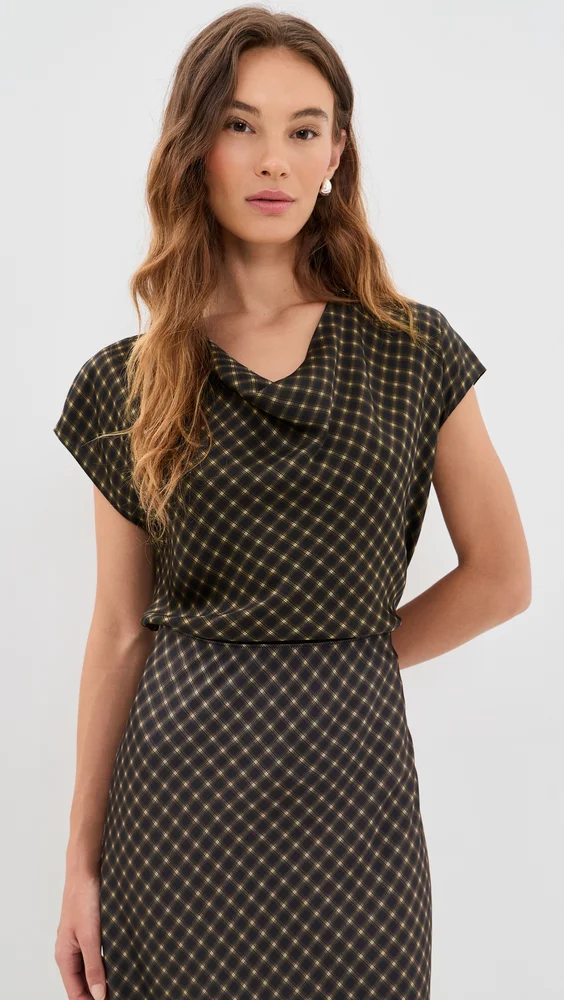 Ombre Plaid Silk Blouse