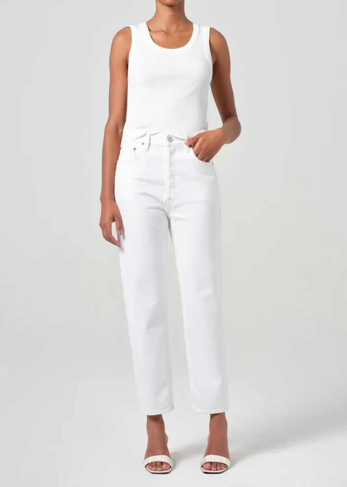90's Pinch Waist Crop in Marshmallow
