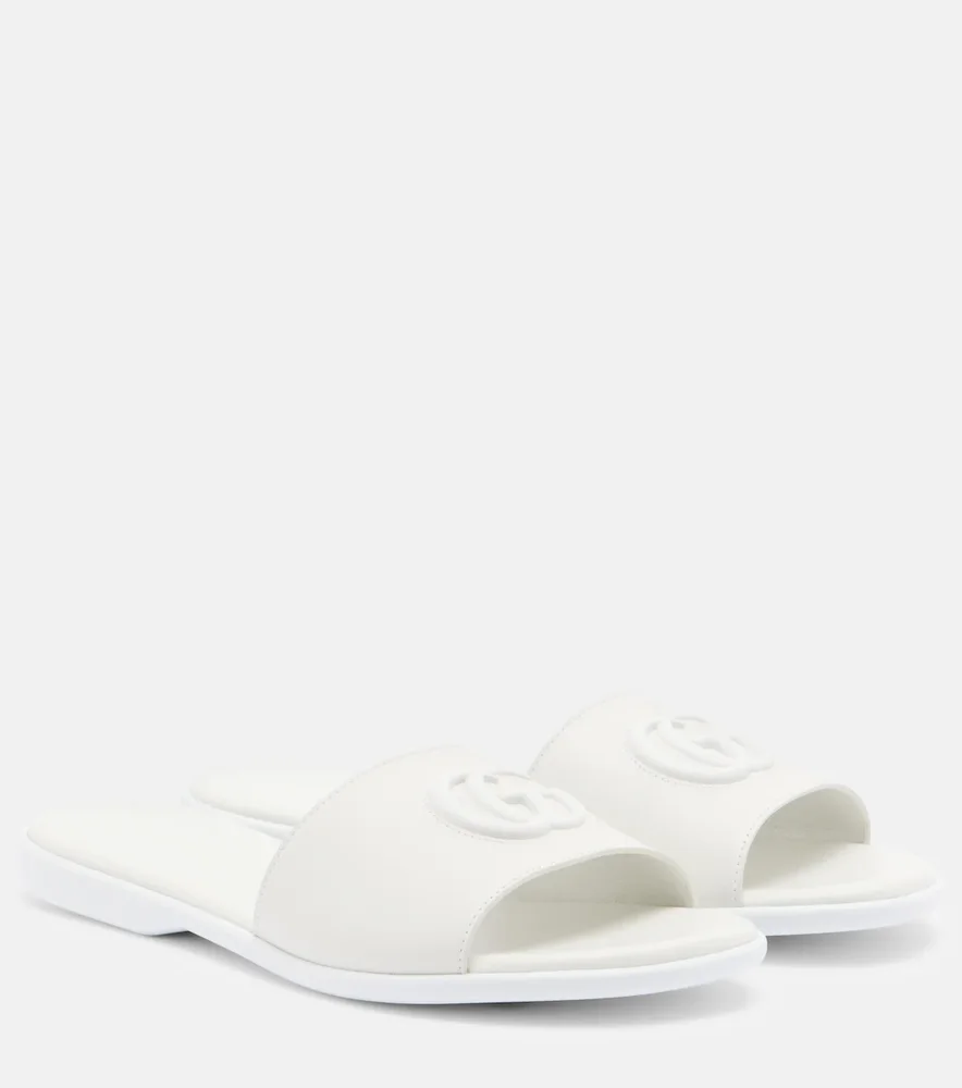 Double G Leather Slides