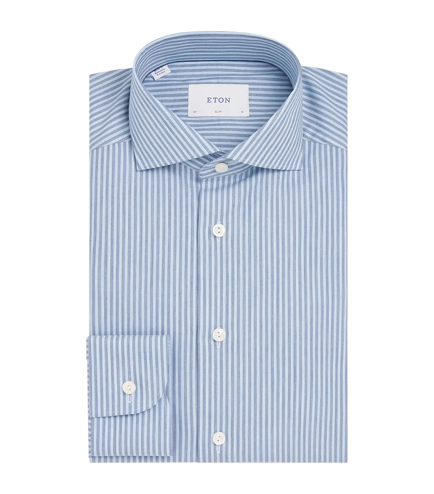 Cotton Twill Stripe Slim Shirt