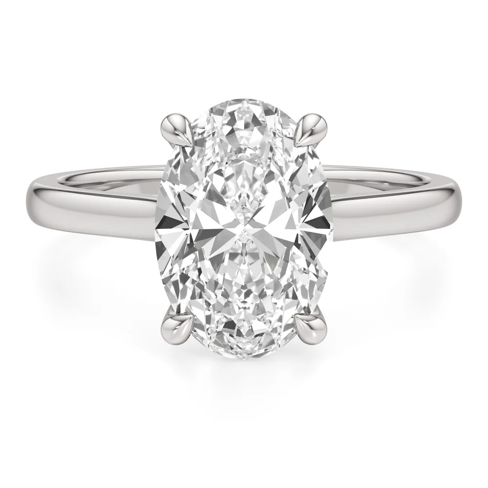 3 ct. Oval Lab Grown Diamond Solitaire Ring in 14k White Gold