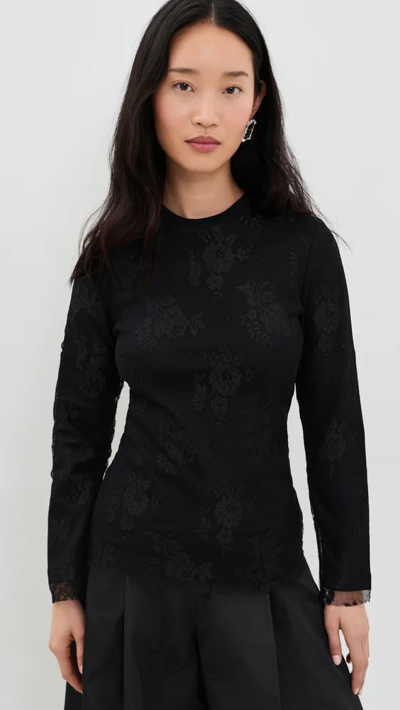 Lace Overlay Fitted Tee