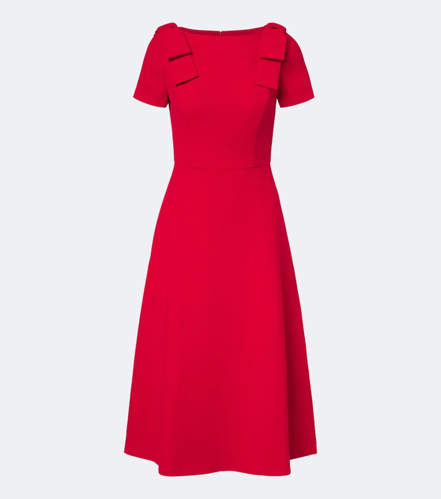Bow-detail crêpe midi dress