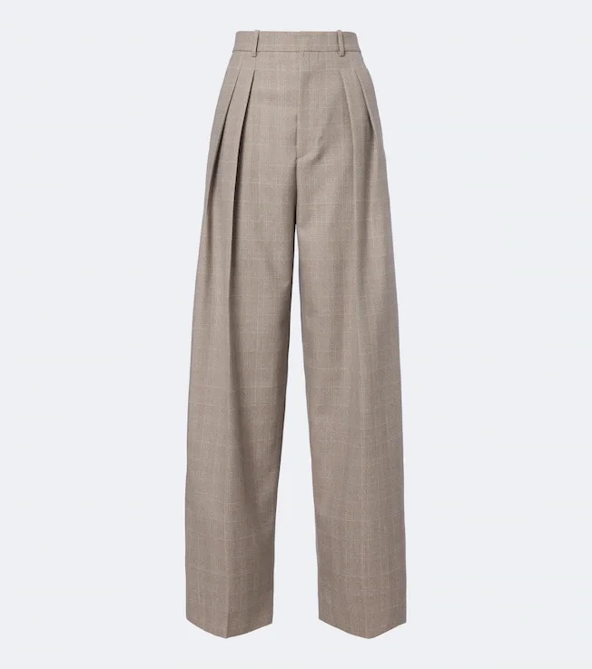 Prince of Wales check wool wide-leg pants