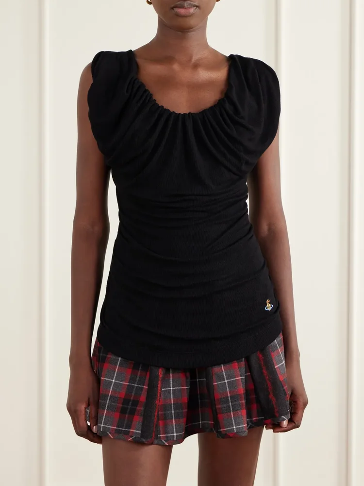 Ginnie gathered ribbed jersey blouse