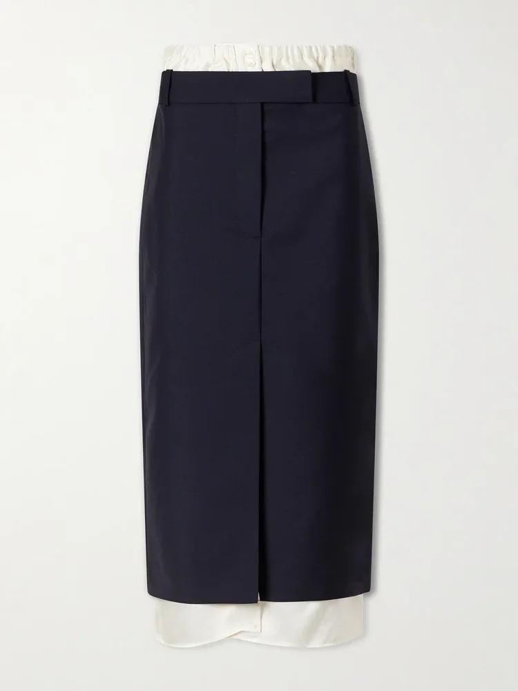 Ruched wool and mohair-blend midi skirt
