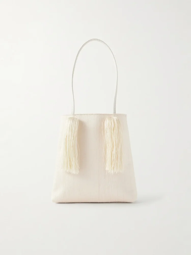 Le Salon tasseled dupioni clutch