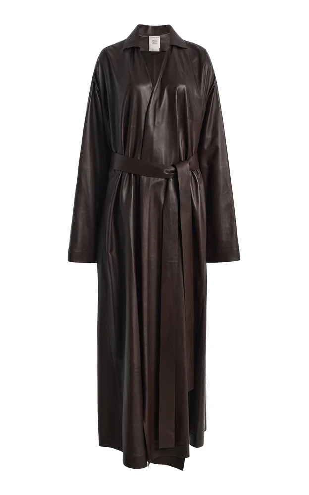 Cicely Belted Leather Coat