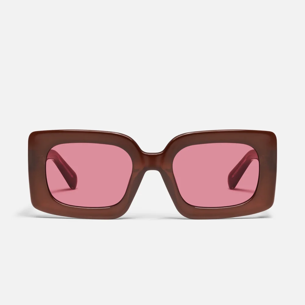 Talk Show Sunglasses, Dark Brown / Magenta
