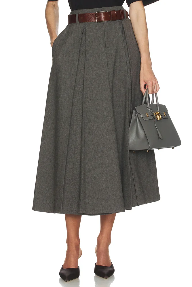 Wool Blend Pleated Skirt