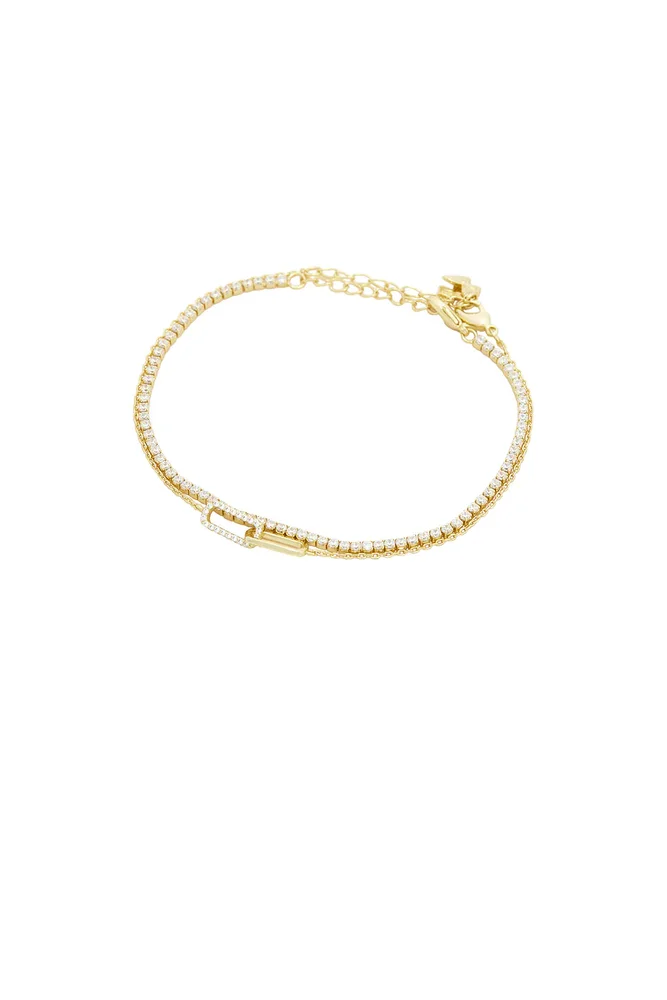 Tennis & Paperclip Pave Bracelet Combo Set